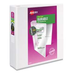 Avery Durable View Binder with DuraHinge and Slant Rings, 3 Rings, 3" Capacity, 11 x 8.5, White, 4/Pack (17030)