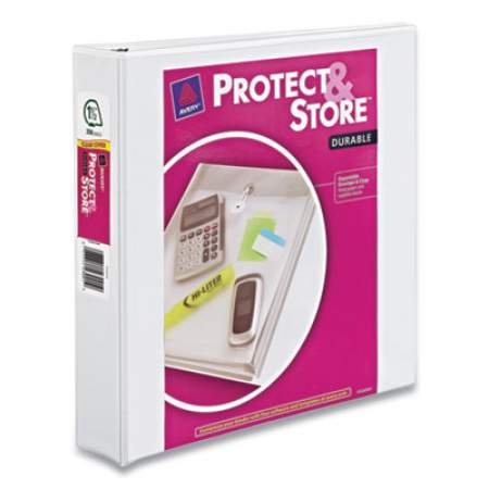 Avery Protect and Store Durable View Binder with Slant Rings, 3 Rings, 1.5" Capacity, 11 x 8.5, White (23001)