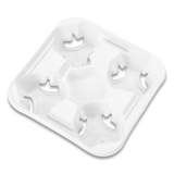 Chinet StrongHolder Molded Fiber Cup Tray, 8 oz to 32 oz, Four Cups, White, 300/Carton (21078)