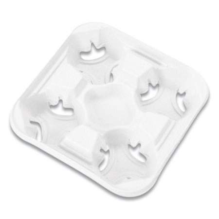 Chinet StrongHolder Molded Fiber Cup Tray, 8 oz to 32 oz, Four Cups, White, 300/Carton (21078)