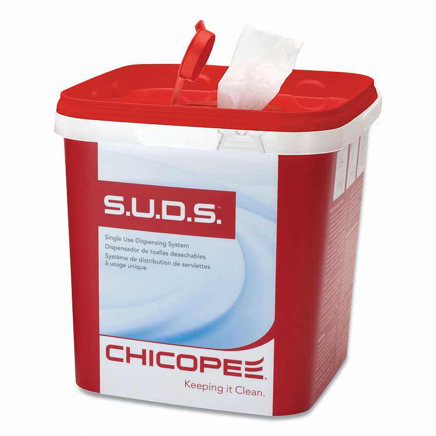 S.U.D.S Bucket with Lid, 7.5 x 7.5 x 8, Red/White, 3/Carton (0728)
