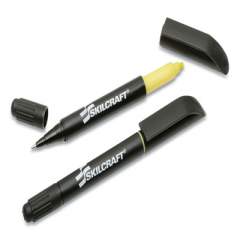 AbilityOne 7520014840020 SKILCRAFT Rite-N-Lite Ballpoint Pen/Highlighter, Yellow/Black Ink, Chisel/Conical Tip, Black Barrel, Dozen