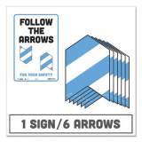 Tabbies BeSafe Messaging Education Floor Arrows and Wall Sign, Follow The Arrows For Your Safety, 12x18, White/Blue, 6 Arrows, 1 Sign (29507)