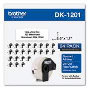 Brother Die-Cut Address Labels, 1.1 x 3.5, White, 400/Roll, 24 Rolls/Pack (DK120124PK)