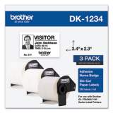 Brother Die-Cut Name Badge Labels, 2.3 x 3.4, White, 260/Roll, 3 Rolls/Pack (DK12343PK)