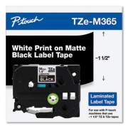 Brother P-Touch TZE STANDARD ADHESIVE LAMINATED LABELING TAPE, 1.4" X 26.2 FT, WHITE ON MATTE BLACK (TZEM365)