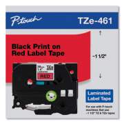 Brother P-Touch TZe Standard Adhesive Laminated Labeling Tape, 1.4" x 26.2 ft, Black on Red (TZE461CS)