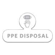 Rubbermaid Commercial Medical Decal, PPE DISPOSAL, 9.5 x 5.6, White (2137851)