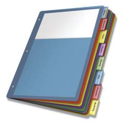 Cardinal Poly 1-Pocket Index Dividers, 8-Tab, 11 x 8.5, Assorted, 4 Sets (84017)