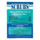 SCRUBS Medaphene Disinfectant Wet Wipes, 6 x 8, White, Individually Wrapped Foil Packets, 100/Carton (96301)