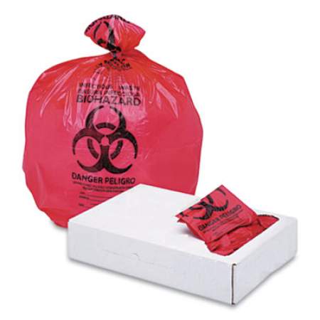 Boardwalk Linear Low Density Health Care Trash Can Liners, 16 gal, 1.3 mil, 24 x 32, Red, 250/Carton (IW2432R)
