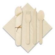 Hoffmaster Pre-Rolled Caterwrap Kraft Napkins with Wood Cutlery, 6 x 12 Napkin;Fork;Knife;Spoon, 7" to 9", Kraft, 100/Carton (120030)