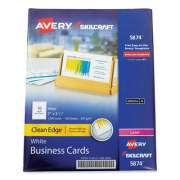 AbilityOne 7530016880800 SKILCRAFT/AVERY Clean Edge Business Cards, Laser, 3.5 x 2, White, 1,000 Cards, 10 Cards/Sheet, 100 Sheets/Box