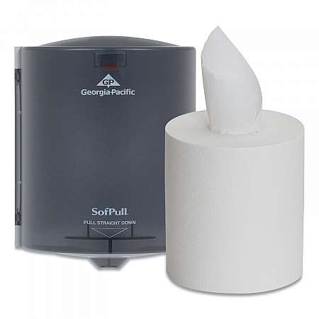 SofPull CenterPull Hand Towel Dispenser, Includes Roll of 320 Centerpull Towels, 9.56 x 9.38 x 12.06, Gray (58206)