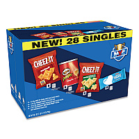MVP Singles Variety Pack, Cheez-it Original/White Cheddar; Pringles Original; Rice Krispies Treats, Assorted Sizes, 28/Box (11461)