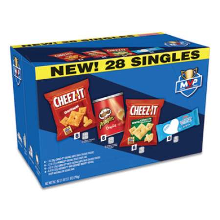 Kellogg's MVP Singles Variety Pack, Cheez-it Original/White Cheddar; Pringles Original; Rice Krispies Treats, 28.1 oz, 28/Box (11461)