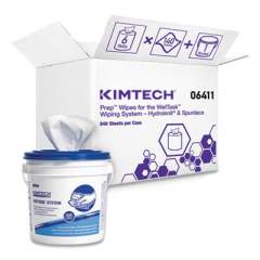 Kimtech WetTask System Prep Wipers for Bleach/Disinfectants/Sanitizers Hygienic Enclosed System, Bucket Included, 140/Roll,6 Rolls/CT (0641103)
