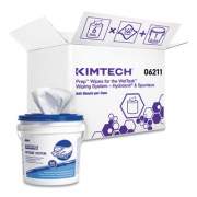 Kimtech Wipers for WETTASK System, Bleach, Disinfectants and Sanitizers, 6 x 12, 140/Roll, 6 Rolls and 1 Bucket/Carton (0621102)