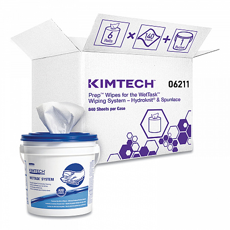 Power Clean Wipers for Disinfectants, Sanitizers,Solvents WetTask Customizable Wet Wipe System, 140/Roll, 6 Rolls/1 Bucket/CT (0621102)