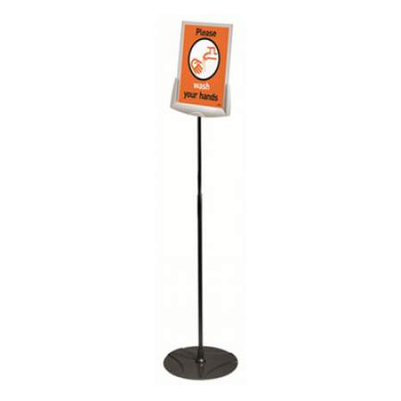 Durable Sherpa Infobase Sign Stand, Acrylic/Metal, 40"-60" High, Gray (558957)