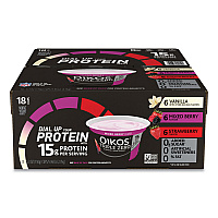 Triple Zero Blended Greek Nonfat Yogurt, 5.3 oz, Strawberry/Mixed Berry/Vanilla, 18/Carton (90200027)