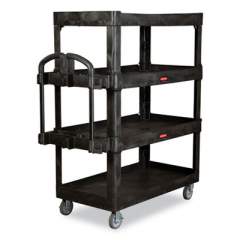 Rubbermaid Commercial 4-Shelf Heavy-Duty Ergo Utility Cart, 700 lb Capacity, 24.35 x 54.1 x 62.4, Black (2128657)