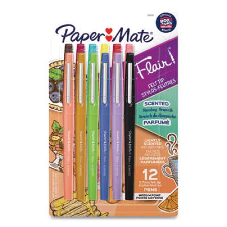 Paper Mate Flair Scented Felt Tip Porous Point Pen, Stick, Medium 0.7 mm, Assorted Ink and Barrel Colors, 12/Pack (2125359)