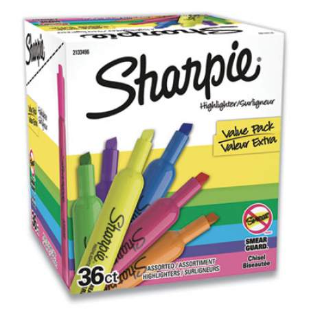Sharpie Tank Style Highlighters, Assorted Ink Colors, Chisel Tip, Assorted Barrel Colors, 36/Pack (2133496)
