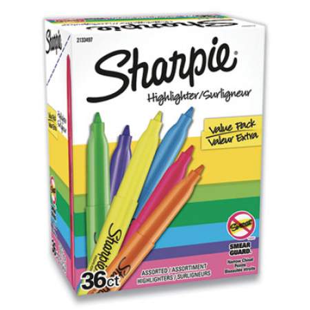 Sharpie Pocket Style Highlighters, Assorted Ink Colors, Chisel Tip, Assorted Barrel Colors, 36/Pack (2133497)
