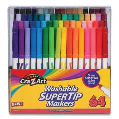 Cra-Z-Art Washable SuperTip Markers, Fine/Broad Bullet Tips, Assorted Colors, 64/Set (10128WM16)