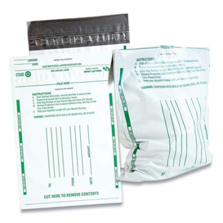 Quality Park Poly Night Deposit Bags with Tear-Off Receipt, 8.5 x 10.5, White, 100/Pack (45224)