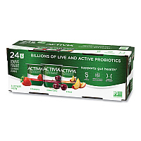 Probiotic Lowfat Yogurt, Variety Pack, Black Cherry/Peach/Strawberry, 4 oz Cups, 24/Pack (90200477)
