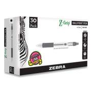 Zebra Z-Grip Ballpoint Pen, Retractable, Medium 0.7 mm, Black Ink, Black Tinted Barrel, 30/Pack (25130)