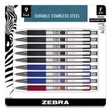 Zebra F-301 Ballpoint Pen, Retractable, Fine 0.7 mm, Assorted Ink and Barrel Colors, 9/Pack (11169)