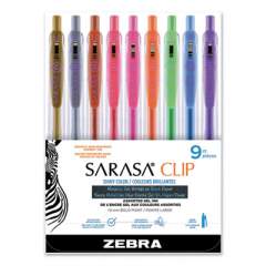 Zebra Sarasa Clip Gel Pen, Retractable, Bold 1 mm, Assorted Ink and Barrel Colors, 9/Pack (49309)