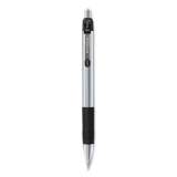 Zebra Z-Grip Metal Ballpoint Pen, Retractable, Medium 1 mm, Black Ink, Silver Barrel, Dozen (27010)