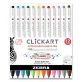 Zebra ClickArt Porous Point Pen, Retractable, Fine 0.6 mm, Assorted Ink Colors, White Barrel, 12/Pack (69012)
