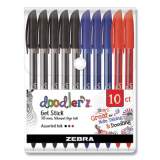 Zebra Doodler'z Gel Pen, Stick, Bold 1 mm, Assorted Ink and Barrel Colors, 10/Pack (41970)