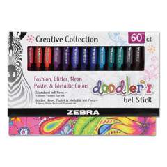Zebra Doodler'z Gel Pen, Stick, Bold 1 mm, Assorted Ink and Barrel Colors, 60/Pack (41960)