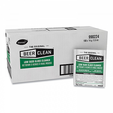 Beer Clean Glass Cleaner, Powder, 0.5 oz Packet, 100/Carton (990224)