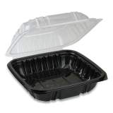 Pactiv Evergreen EarthChoice Dual Color Hinged-Lid Takeout Container, 1-Compartment, 28 oz, 7.5 x 7.5 x 3, Black/Clear, 150/Carton (DC757100B000)