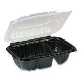 Pactiv EarthChoice Dual Color Hinged-Lid Takeout Container,  2-Compartment, 20 oz, 9 x 6 x 3, Black/Clear, 140/Carton (DC962200B000)