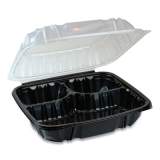 Pactiv Evergreen EarthChoice Dual Color Hinged-Lid Takeout Container, 3-Compartment, 34 oz, 10.5 x 9.5 x 3, Black/Clear, 132/Carton (DC109310B000)
