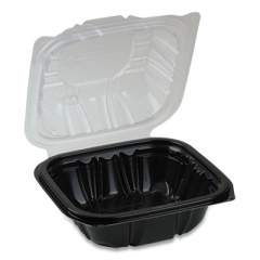 Pactiv Evergreen EarthChoice Dual Color Hinged-Lid Takeout Container, 1-Compartment, 16 oz, 6 x 6 x 3, Black/Clear, 321/Carton (DC6610B000)