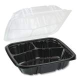 Pactiv Evergreen EarthChoice Dual Color Hinged-Lid Takeout Container, 33 oz, 8.5 x 8.5 x 3, 3-Compartment, Black/Clear, 150/Carton (DC858330B000)