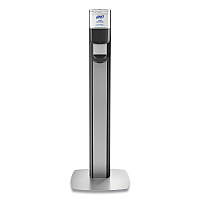 MESSENGER ES8 Silver Panel Floor Stand with Dispenser, 1,200 mL, 16.75 x 6 x 40, Silver/Graphite (7318DSSLV)