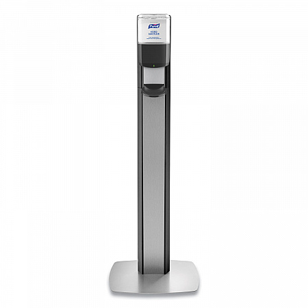 MESSENGER ES8 Silver Panel Floor Stand with Dispenser, 1,200 mL, 16.75 x 6 x 40, Silver/Graphite (7318DSSLV)