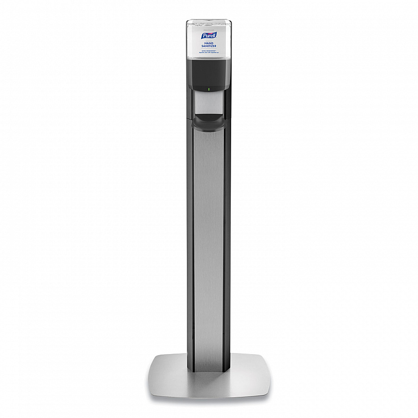 MESSENGER ES8 Silver Panel Floor Stand with Dispenser, 1,200 mL, 16.75 x 6 x 40, Silver/Graphite (7318DSSLV)