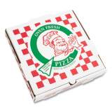 Corrugated Kraft Pizza Boxes, E-Flute, White/Red/Green, 10" Pizza, 10 x 10 x 1.75, 50/Carton (PZCORE10P)