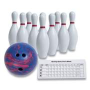 Champion Sports Bowling Set, Plastic/Rubber, White, 10 Bowling Pins, 1 Bowling Ball (BPSET)